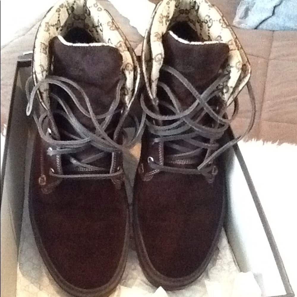 GUCCI SUEDE GG -TRIMMED SNEAKERS